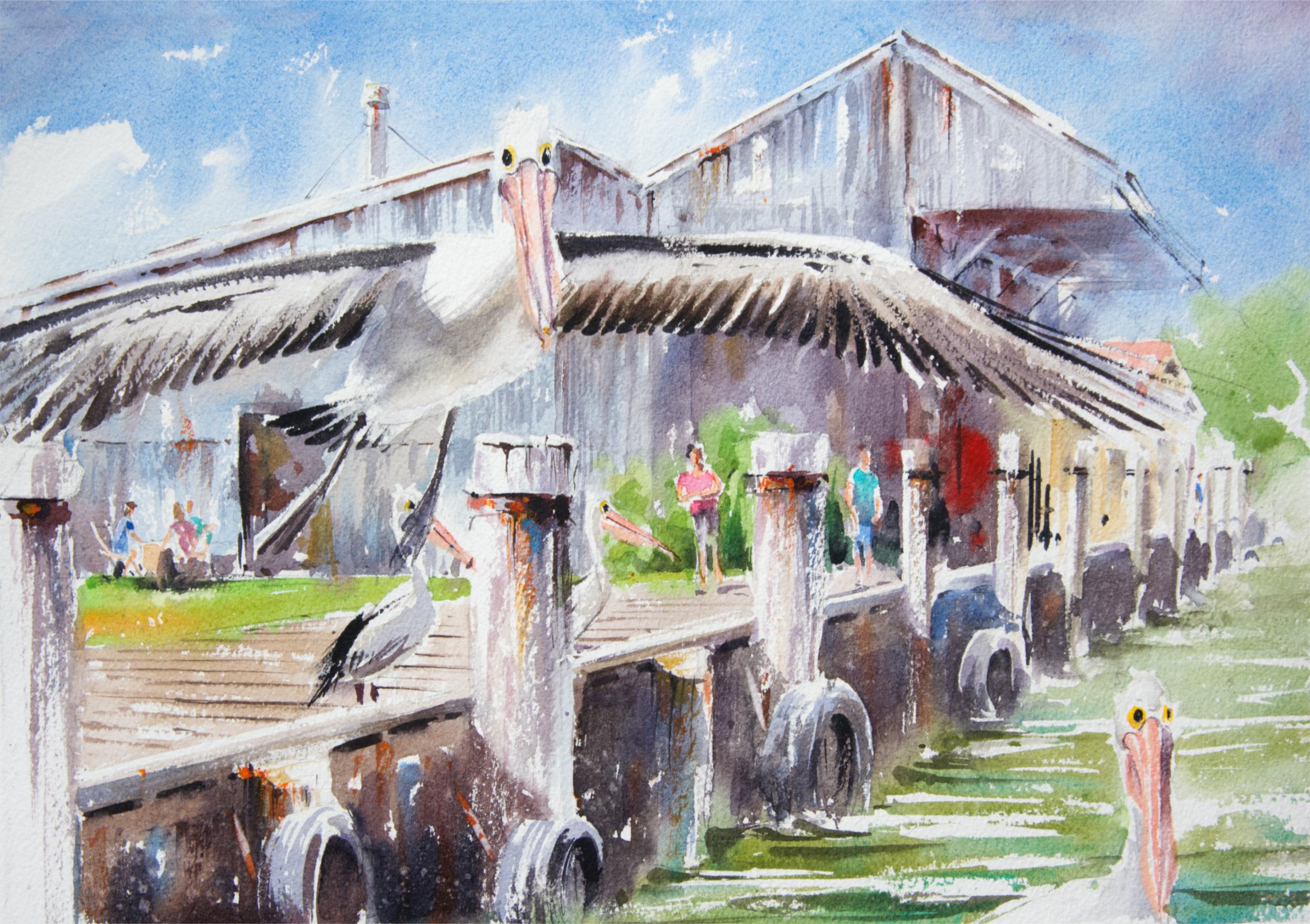  WHARF BARREL SHED - Goolwa Wharf, South Australia - Watercolour - 20cm x 30cm 