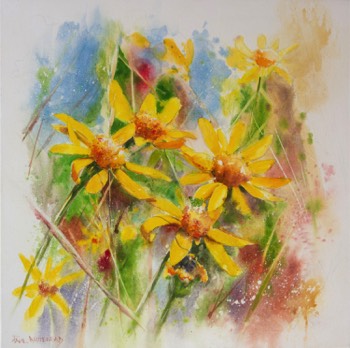  FLORAL SERIES #1 - Watercolour on canvas - 60x60cm 